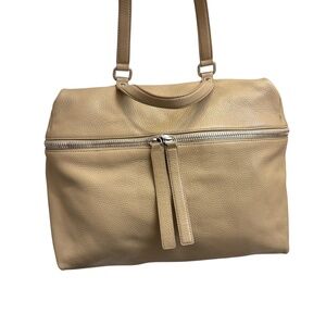 Kara cream beige leather top handle shoulder bag